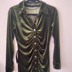 Bebe Velvet Button Down Dress - NWT